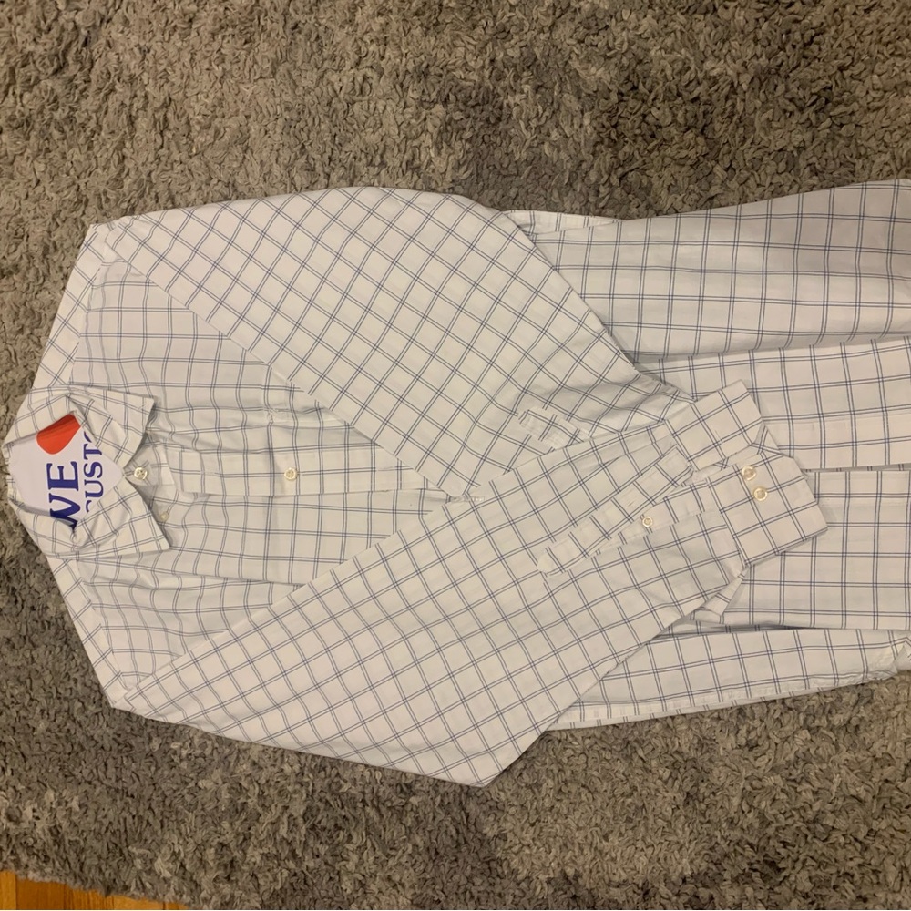 Izod White and Blue Plaid Casual Shirt